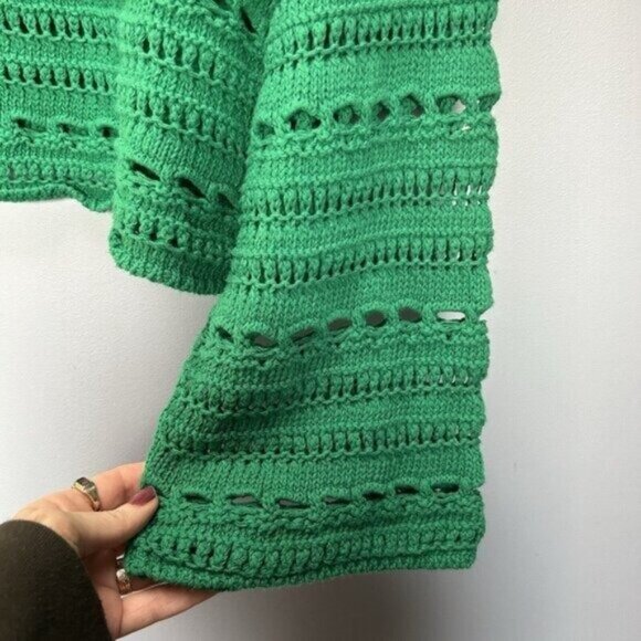 Women 8 Crochet Knit Sweater Green Holiday Cottagecore Fairy Preppy Whimsigoth - Picture 7 of 16